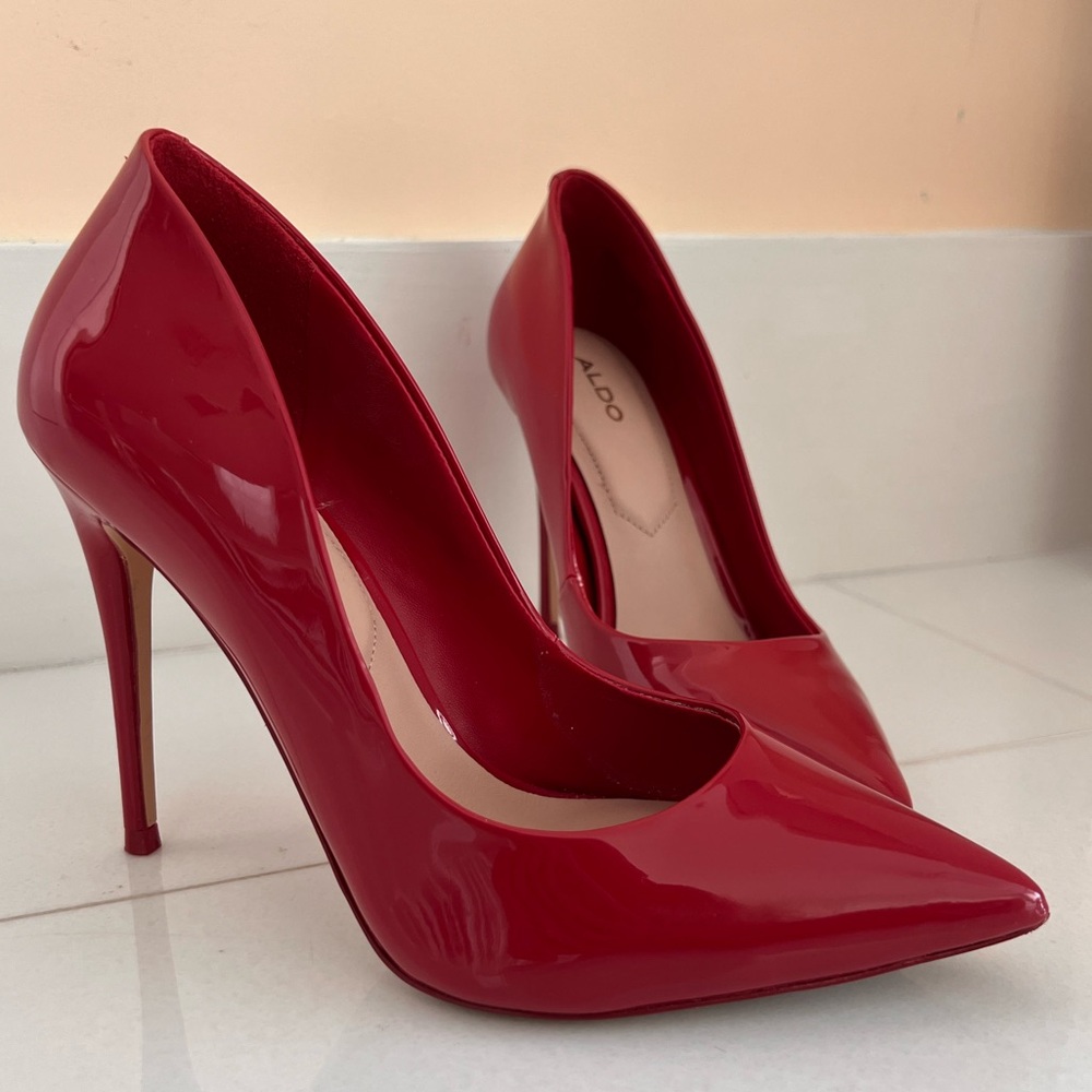 Aldo red leather pumps